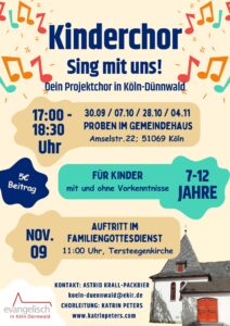 Mehr über den Artikel erfahren Kinderchor-Projekt an der Tersteegenkirche